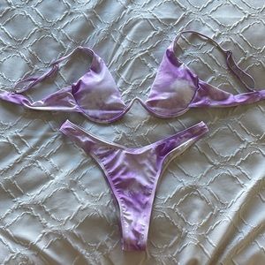 Purple tie dye shein bikini